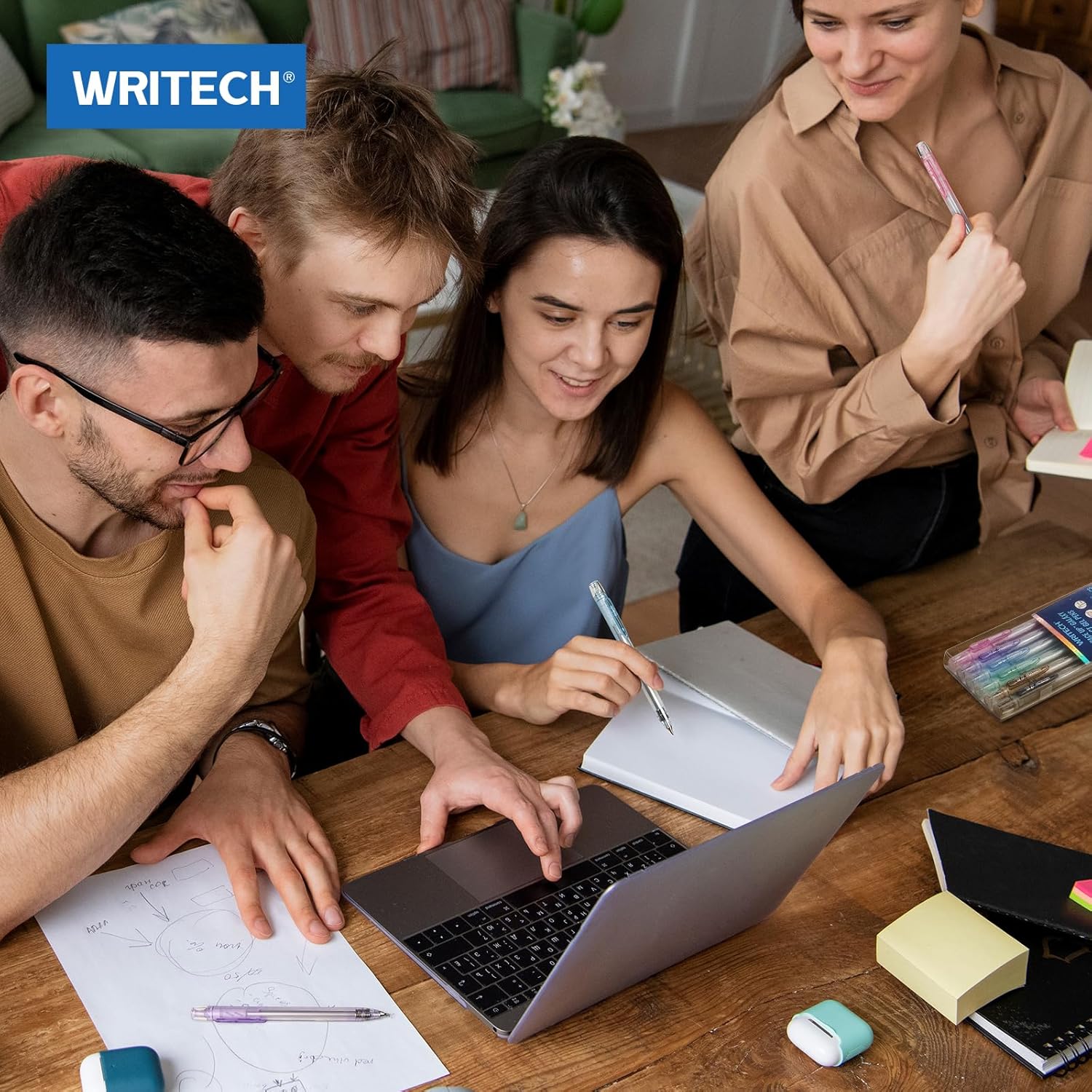 WRITECH Twist Gel Ink Pens: Multicolor Medium Point 0.7mm 6ct Low Center of Gravity Rotatable Pen No Smear Silent Click Space Up Gel Galaxy - Image 7