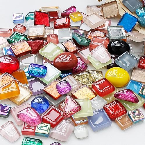 Miniatura 3 de ZWCT Azulejo de mosaico de piedra de cristal irregular de 14.11 oz con purpurina, manualidades, baño, cocina, decoración del hogar, proyecto de arte