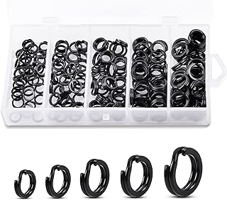 JOGFFDE Fishing Split Rings Assortment Kit - 200PCS Stainless Steel Double Flat Wire Snap Ring High Strength Lure Hook Connector Fishing Accessories