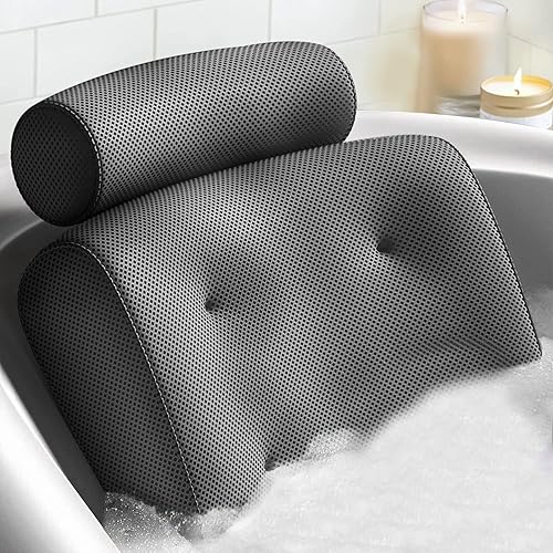 Almohadas de baño cómodas de lujo para soporte de cuello y espalda almohada ergonómica para bañera con 7 ventosas antideslizantes 15 x 14 pulgadas