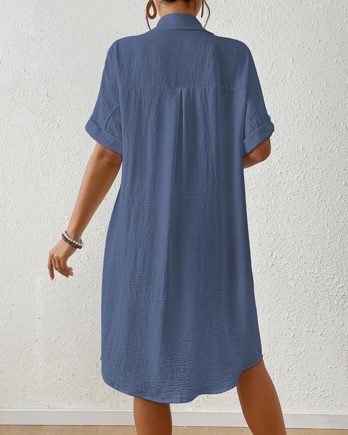 Bsubseach Womens Swimsuit Coverup Long Button Down Bathing Suit Cover Ups Short Sleeve Summer Beach Shirt Dress with Pockets - Image 5