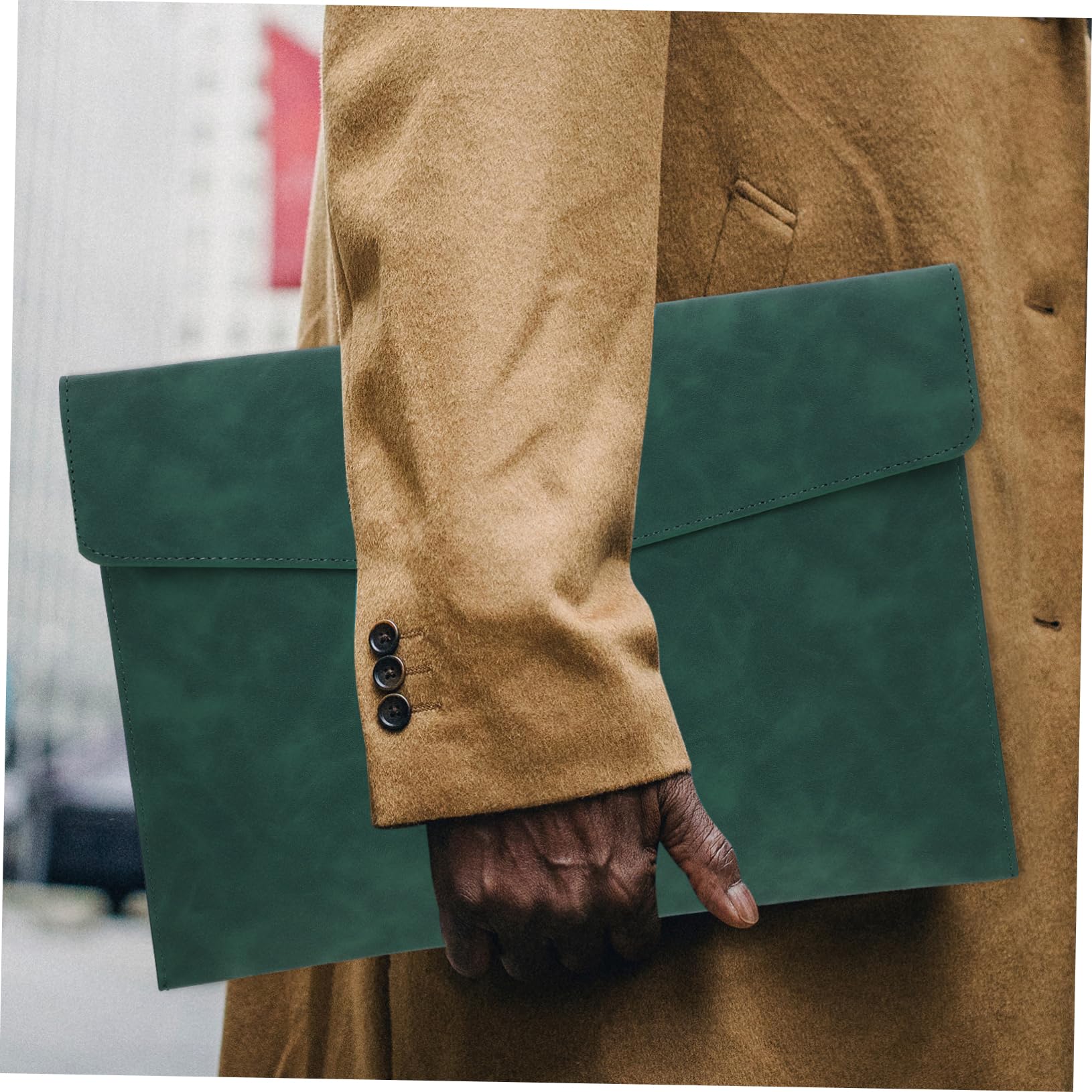 DOITOOL Borsa Portadocumenti in Ecopelle Pieghevole Con Bottone Organizer Cartelletta Per Ufficio e Viaggi Porta File Multifunzionale Per Contratti e Fatture Custodia Portatile Per Donna e