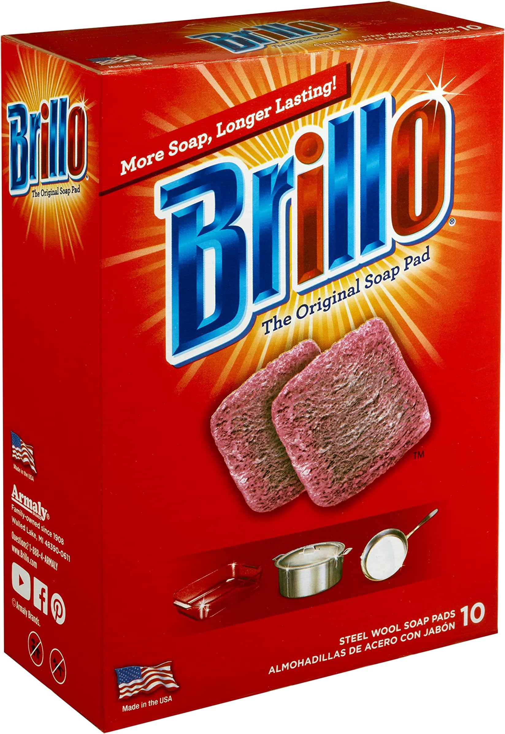 BrilloSteel Wool Soap Pads, 10 Count