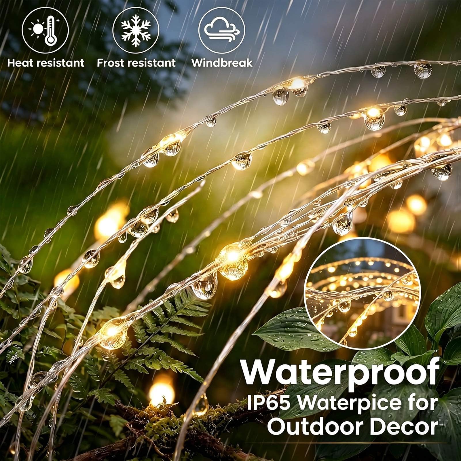 Joycome Lampa solarna do dekoracji ogrodu, 2 sztuki, 150 diod LED, dmuchawiec, 8 trybów, wtyczka solarna, oświetlenie ogrodowe, wodoodporne, na zewnątrz, balkon, taras, kwiat