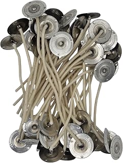 Professional Zinc Core Candle Wicks (44-24-18), 3 Inches, Pre-Assembled with Wax Primer & Metal Base, 50 Pieces, USA Made - Great for Votives