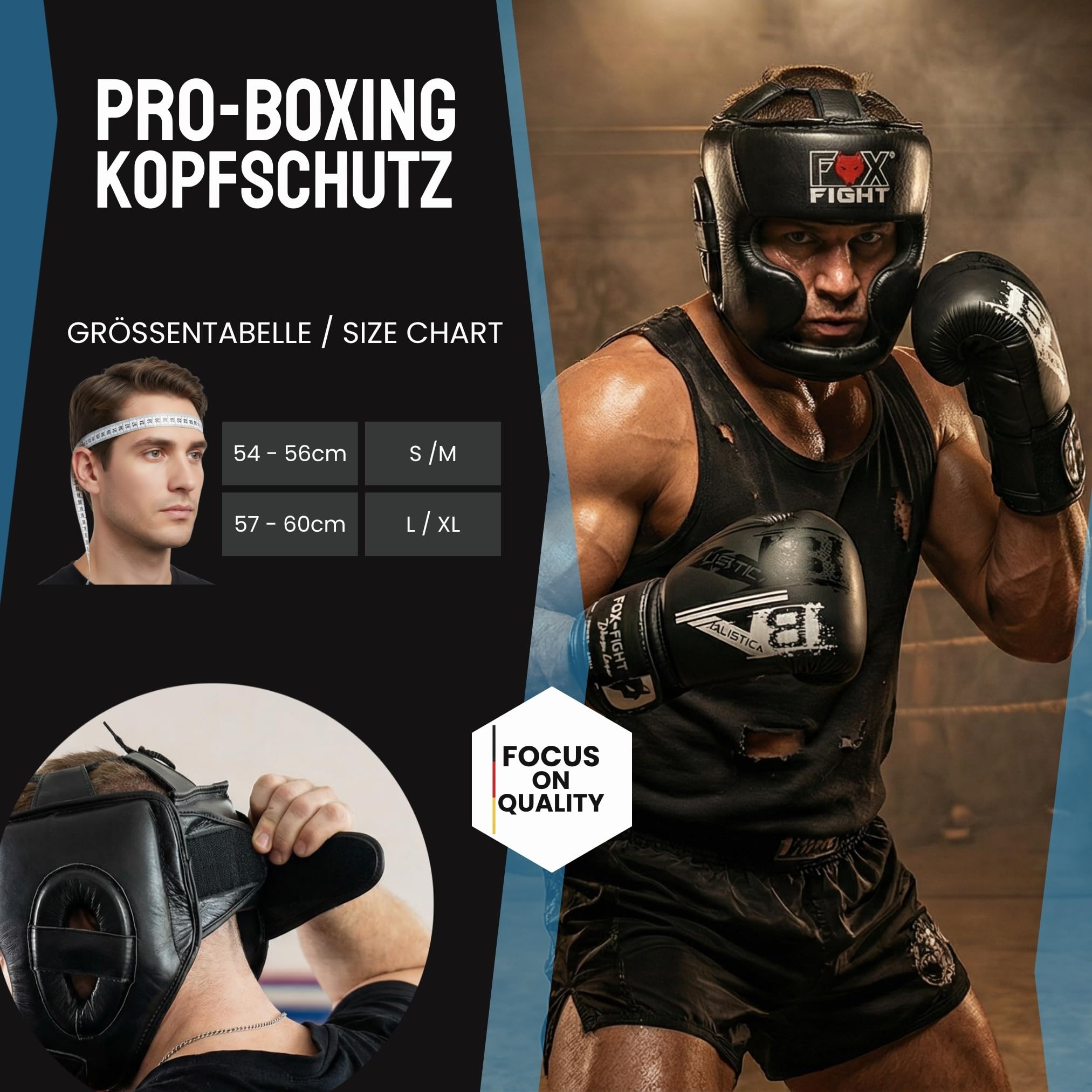 FOX-FIGHT Kopfschutz Full Face | aus echtem Leder | Boxhelm für Sparring | Verstellbare Größe für Boxen, MMA, Muay Thai, Kickboxen & Kampfsport