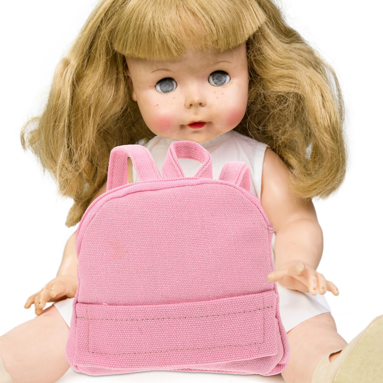 GLEAVI Kleiner Rucksack für 18 Zoll Puppen Puppenrucksack aus Stoff in Rosa Geeignet zum Spielen und Modisch für Kinder als Puppenaccessoire