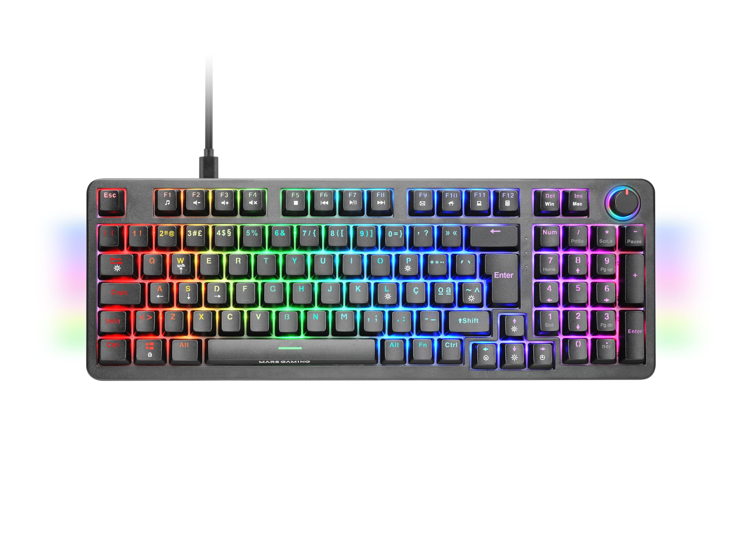 Mars Gaming Negro Mkpro, Portugués, Teclado Mecánico Gaming Completo, Rgb Chroma, Switches Hot-Swap Mecánicos, Antighosting, Rueda De Control, Software, Multiplataforma, Switch Silent,