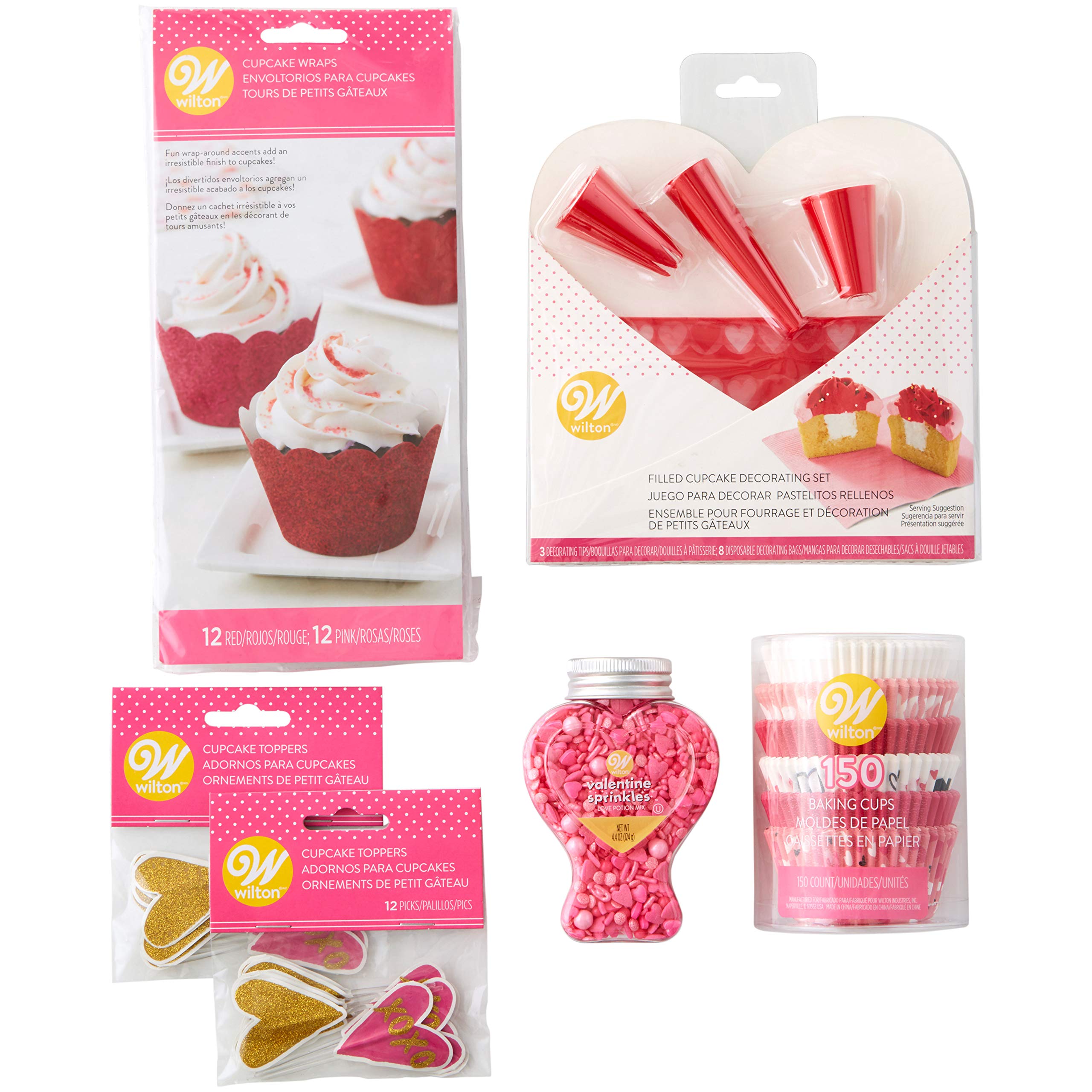 Wilton Baking Cup Valentine S Day Glitter Cupcake Decorating Kit Assorted 6 Piece Amazon Sg Home