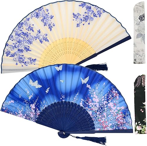 Lysa Abanicos de mano plegables para mujer abanicos de seda de bambú vintage chinos japoneses para flash iglesia maquillaje fiesta baile regalo 0307