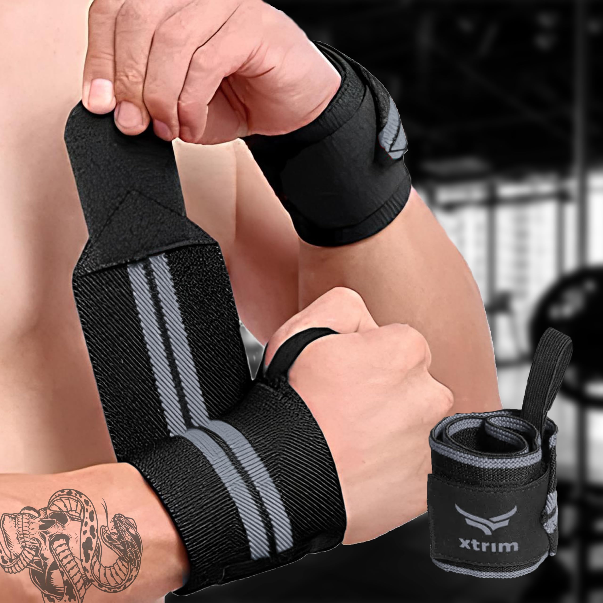 XTRIM Wrist Support for Men & Women, Wrist Band for Gym Wrist Wrap/Straps Gym Accessories for Men for Hand Grip & Wrist Support Crepe Bandage While Workout & Muscle Relaxation (Black & Grey) (B0CRTGQLKT) Amazon Price History, Amazon Price Tracker