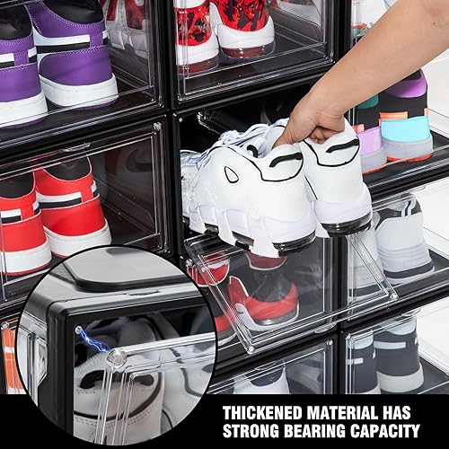 Miniatura 5 de Cajas de zapatos apilables de plástico transparente para hombres y mujeres, organizador de armario desmontable y versátil que ahorra espacio,
