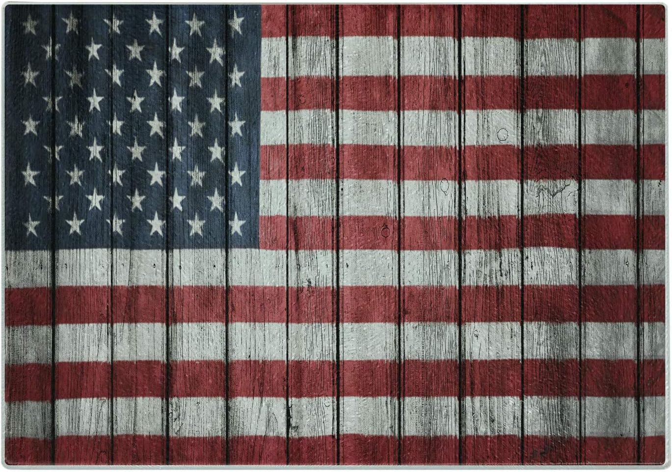 Ambesonne USA Cutting Board, Fourth of July Independence Day National Democracy Art Rough Wood Print, Decorative Tempered Glass Cutting and Serving Board, Small Size, Red Blue
