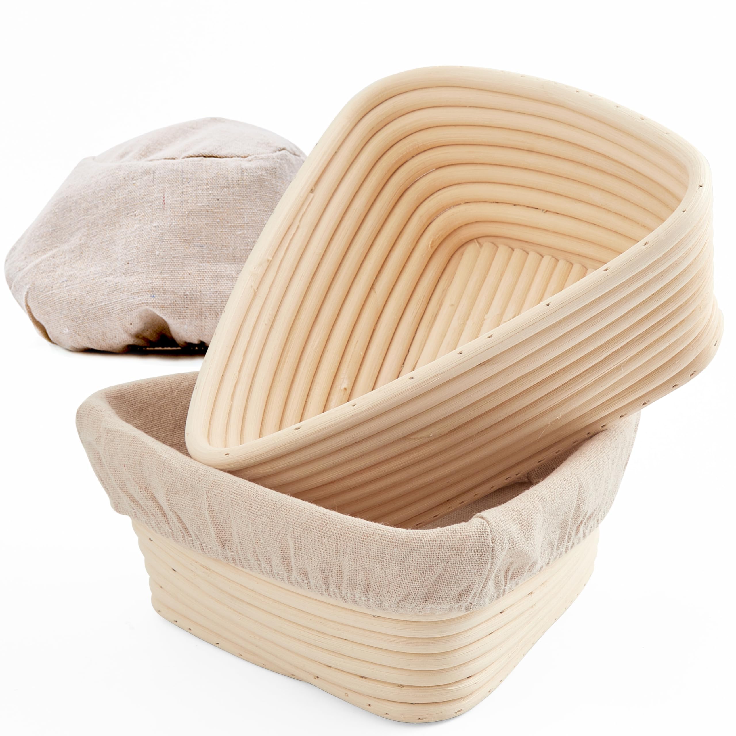 Triangle Brot-Gärkörbchen – Sauerteigkorb, Rattan – Starter-Set zum Backen von Dreiecksbroten – Geschenkset