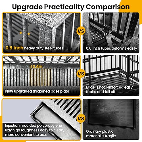 Vista 25 de Oranland Jaula para perros indestructible de alta resistencia de 48 pulgadas, placa base reforzada mejorada 2025 para perros grandes, jaula XL