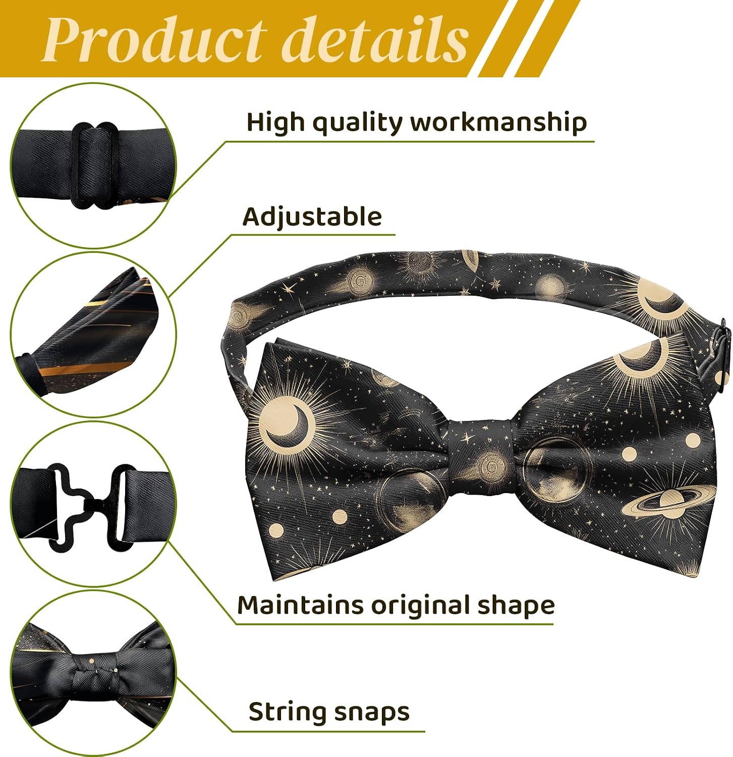 2PC Bow Ties Pre Tied Bowties Adjustable for Party Leisure Wedding Men Women Girls Cute