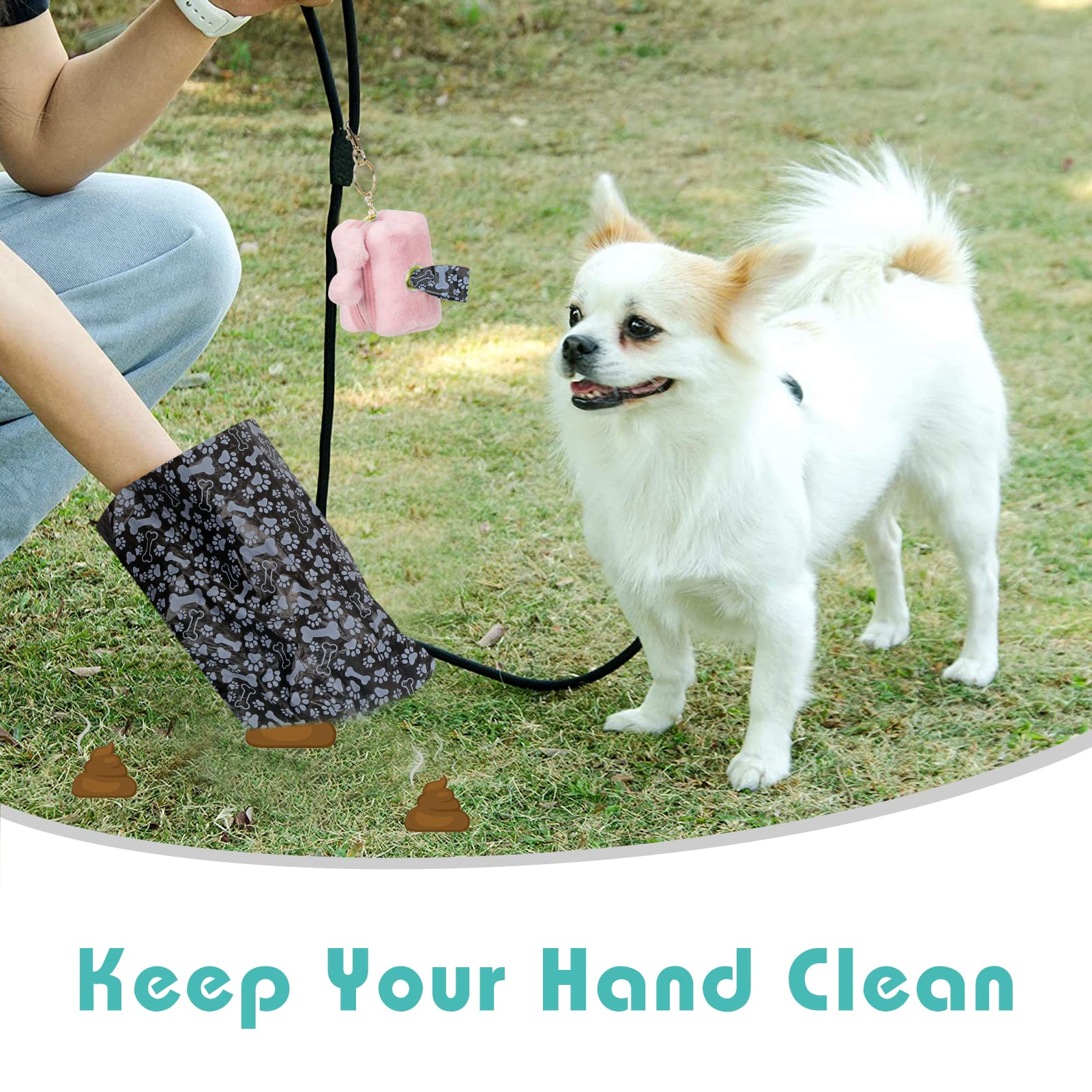 Bolsas de caca para perros, bolsas de basura para perros [extra gruesas] [a prueba de fugas] Bolsas ecológicas para perros 16 rollos, patrón de 240 bolsas
