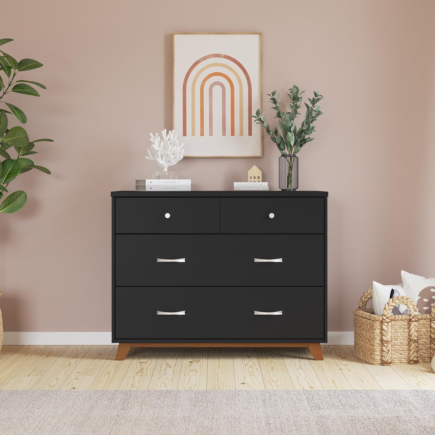 Child Craft SOHO 4-in-1 Crib and Dresser Nursery Set, 2-Piece, Includes 4-in-1 Convertible Crib and 3-Drawer Dresser (Ebony)