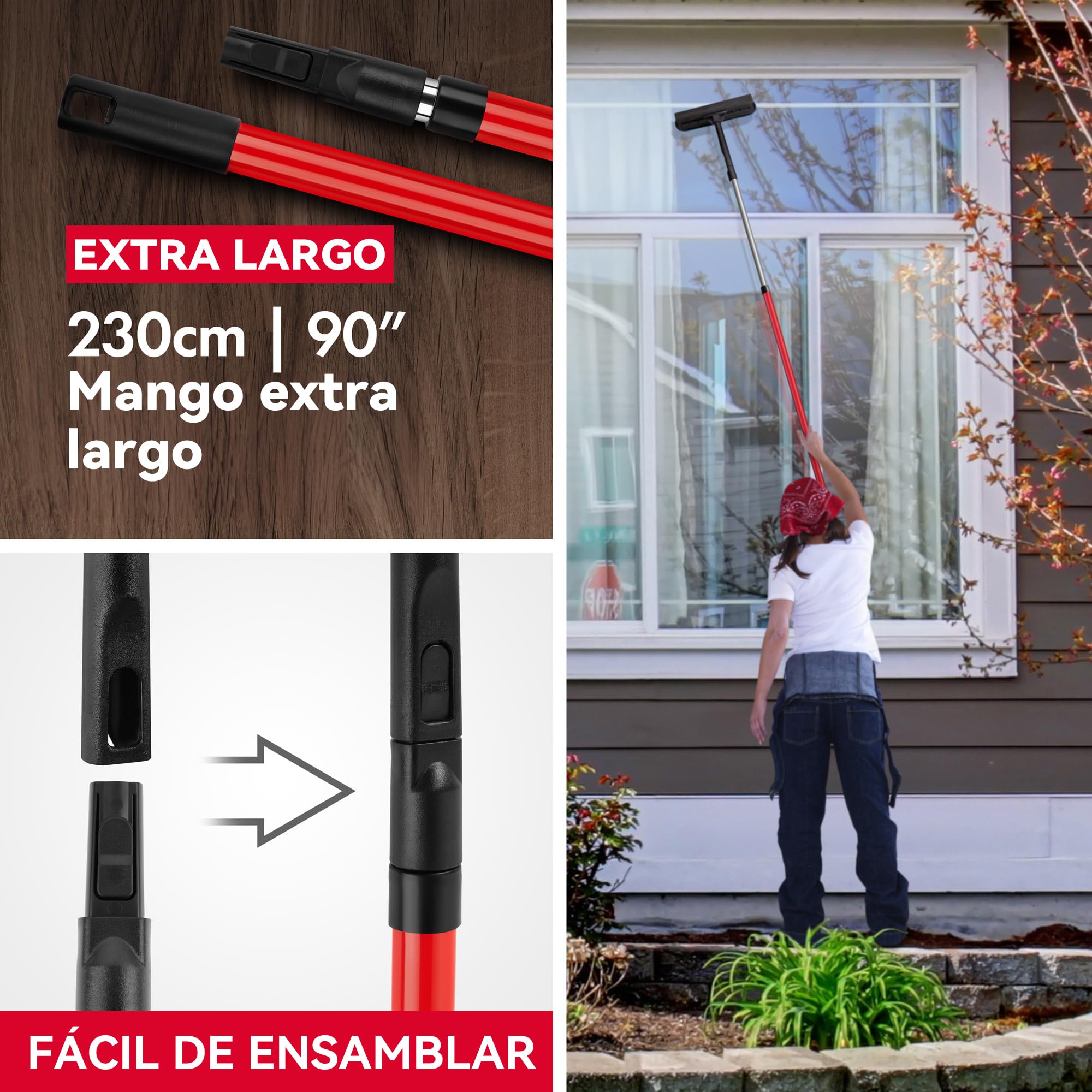 Tyroler Limpiacristales 2 En 1 con Mango Telescópico 1,4-2,3 M