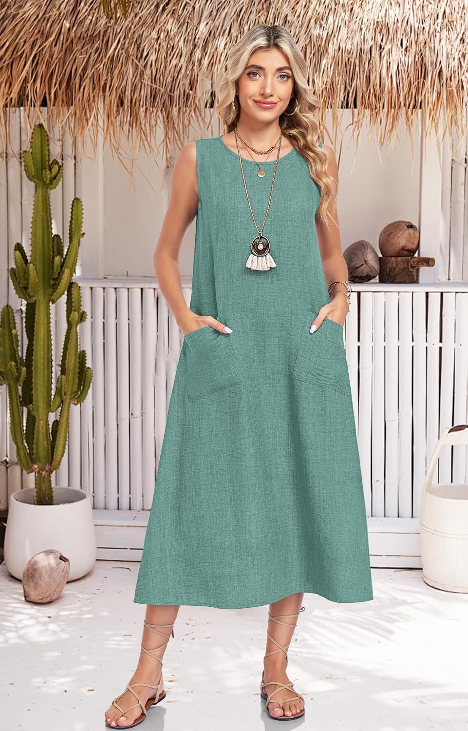 MOLERANI Womens Summer Midi Casual Dresses with Pockets 2026 - Sleeveless, Crewneck, Sundress, Vacation, Beach, Travel - Image 2