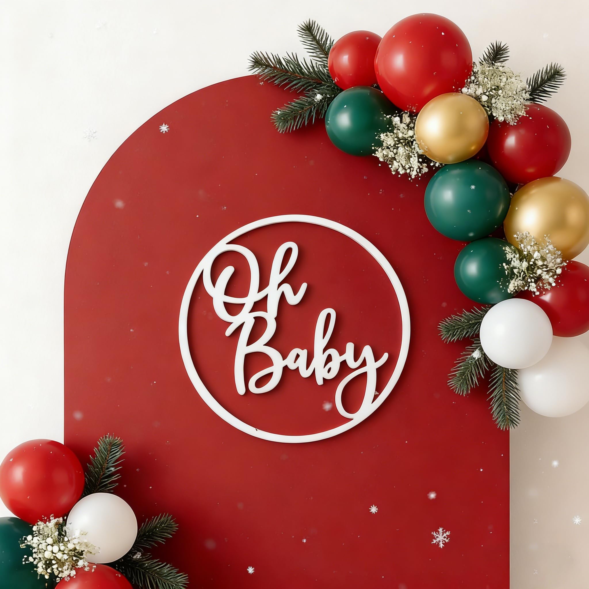 Okrągły drewniany znak "Oh Baby" na tło, wycięcia na listy, baby shower, dekoracja ścienna dla ujawnienia płci, chrztu, na przyjęcie urodzinowe, dekoracja przedszkola