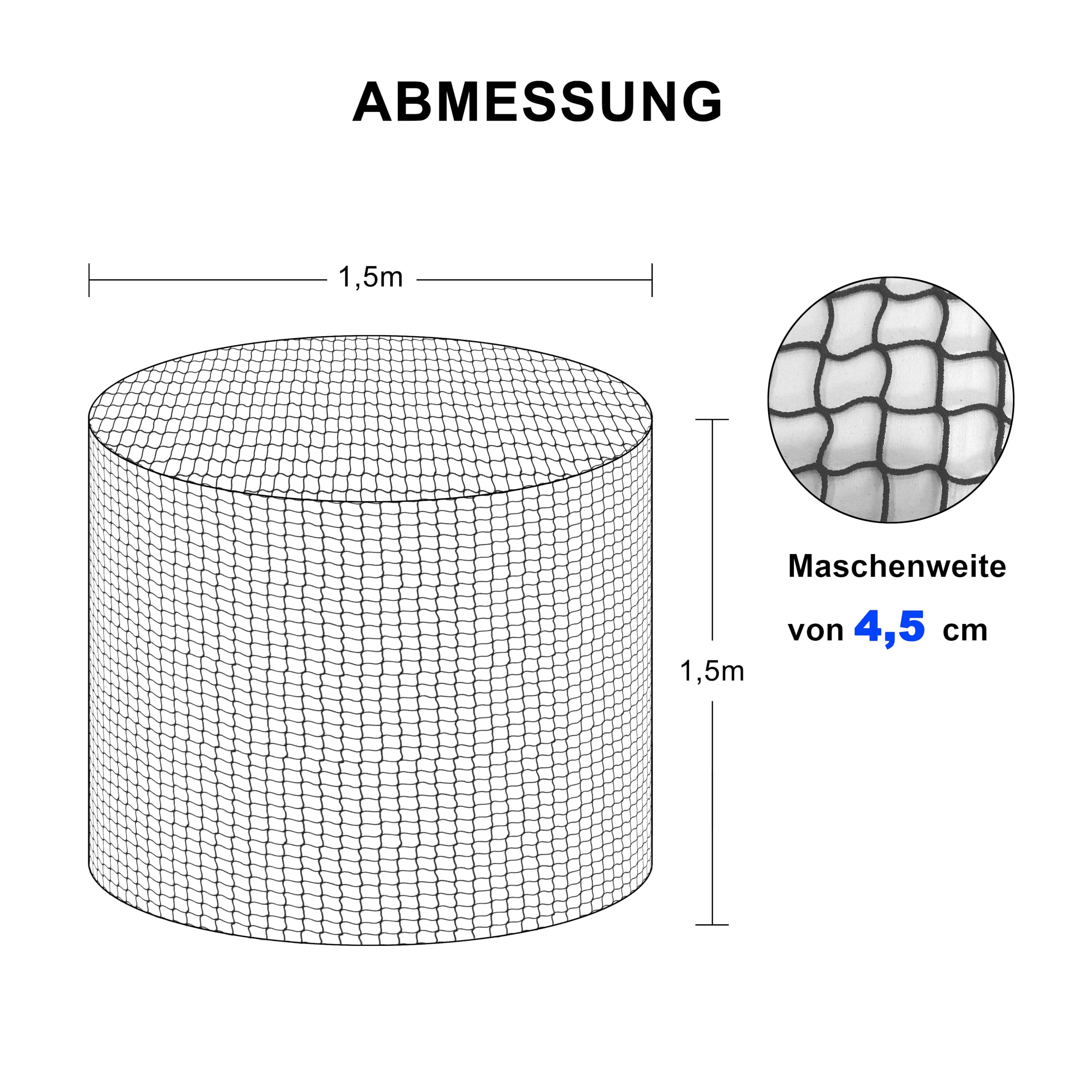 DEYOFA Hay net round bale, wear-resistant hay net for horses round bale, diameter 150 cm, height 150 cm - Image 2