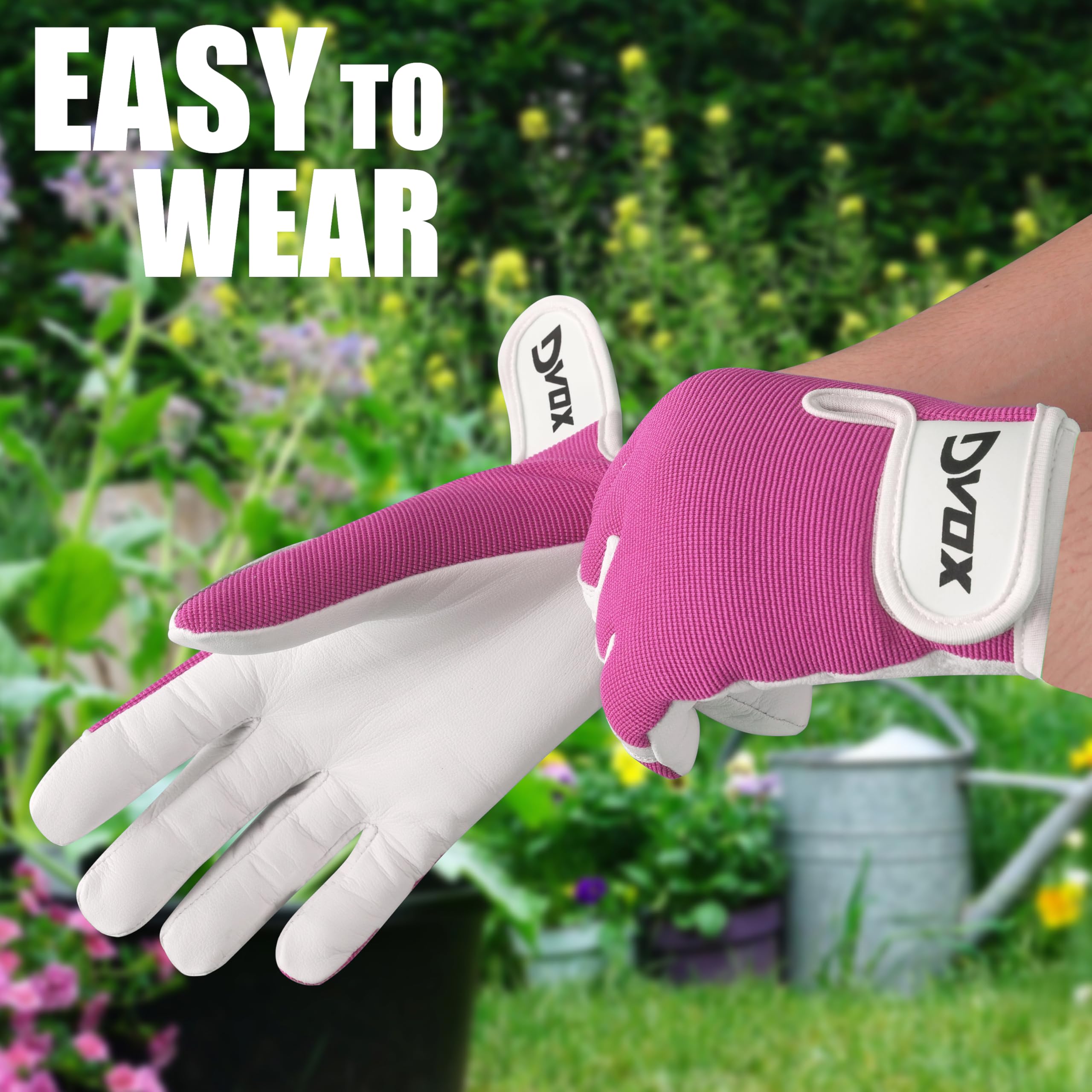 Dvox Leather Gardening Gloves, Heavy Duty Thorn Proof Work Gloves for Men and Women Non-Slip Rigger Multipurpose Gloves - Image 2