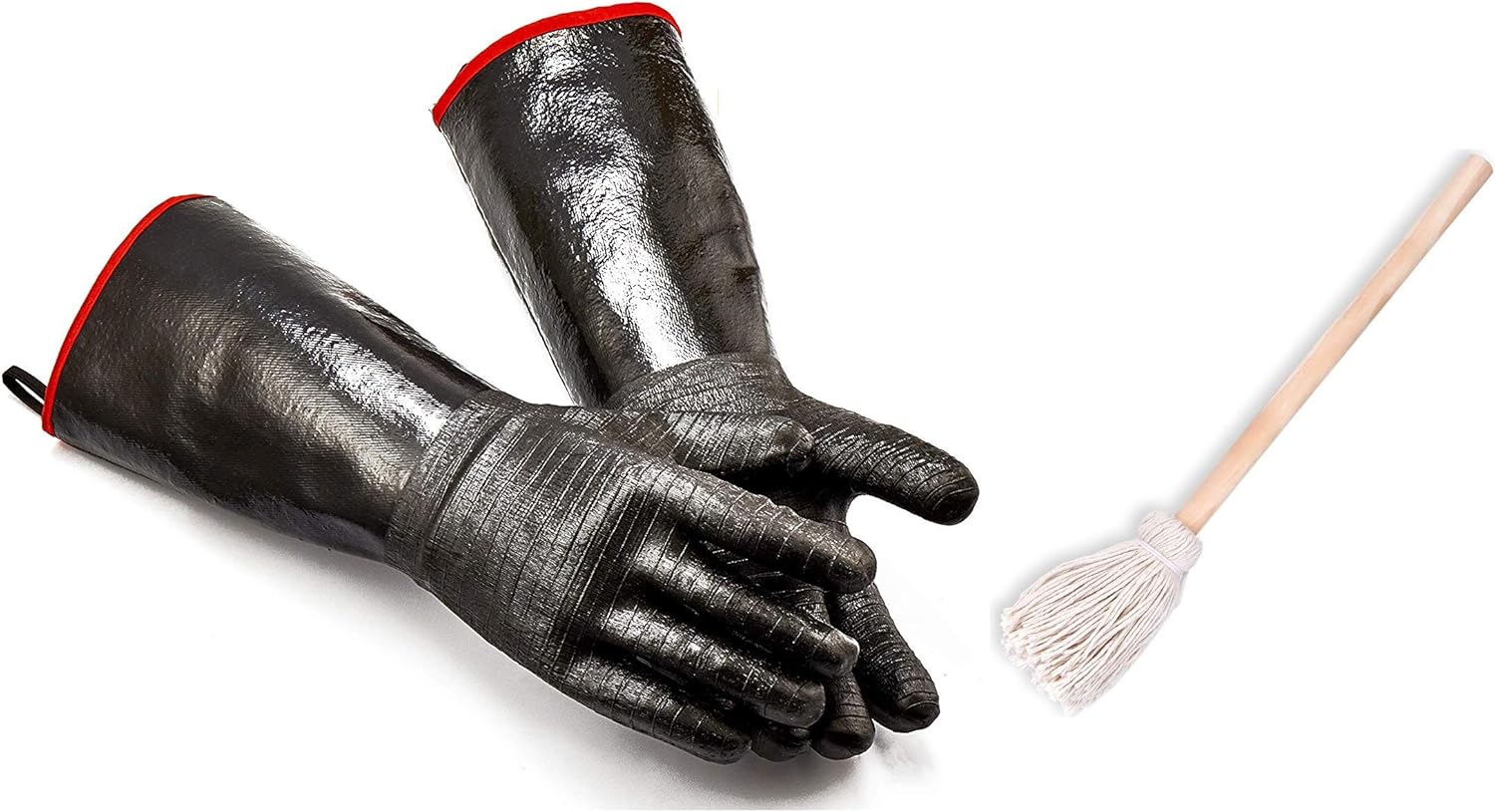 BBQ Food Handling Gloves, Insulated Waterproof & Heat Resistant BBQ/Smoker/Grill/Cooking Gloves (17 with BBQ Brush)
