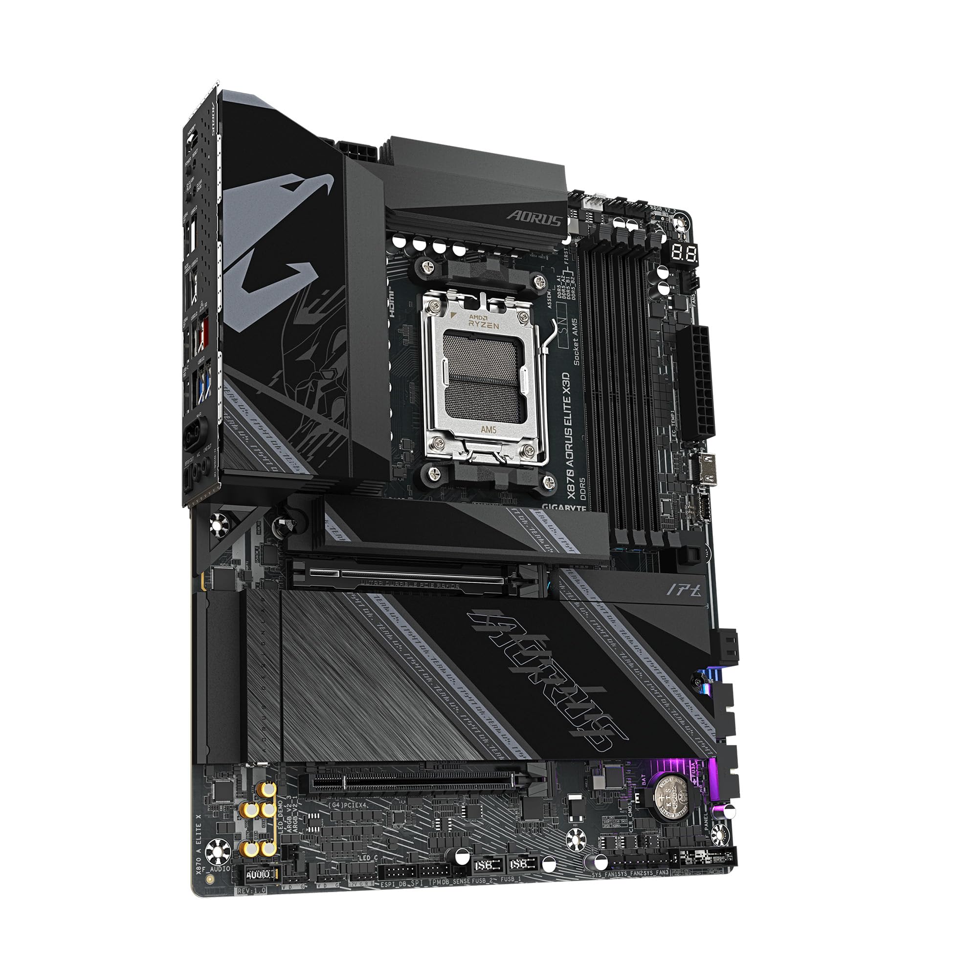 GIGABYTE X870 AORUS Elite X3D AMD AM5 ATX Motherboard, unterstützt AMD Ryzen 9000/8000/7000 Serie, DDR5, 16+2+2 Power Phase, 4X M.2, PCIe 5.0, USB4, WIFI7, 5 GbE, PCIe EZ-Latch Plus, 5 Jahre Garantie