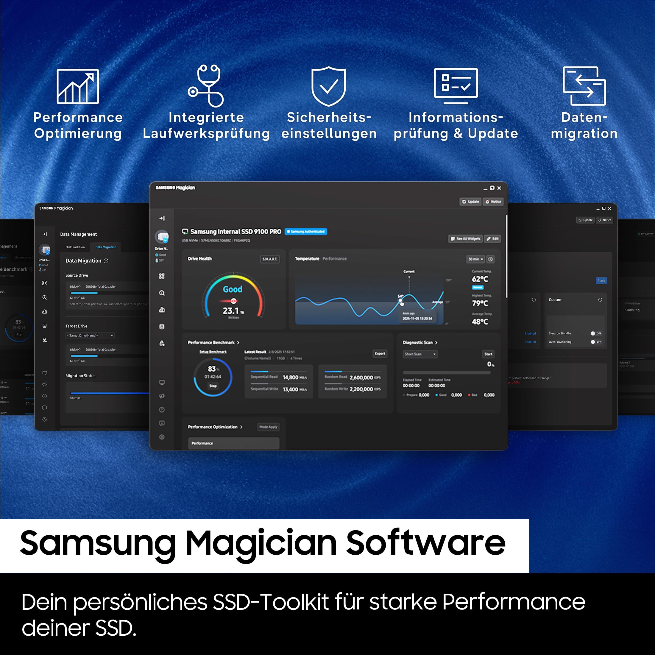 Samsung SSD 990, Interne M.2 NVMe SSD Festplatte, 1TB, PCIe 4.0 x4 | Datenspeicher, NVMe 2.0, Bis zu 7.150/6.450 MB/s Lese-/Schreibgeschwindigkeit, Für Arbeit, Gaming & Kreatives, MZ-V9V1T0BW