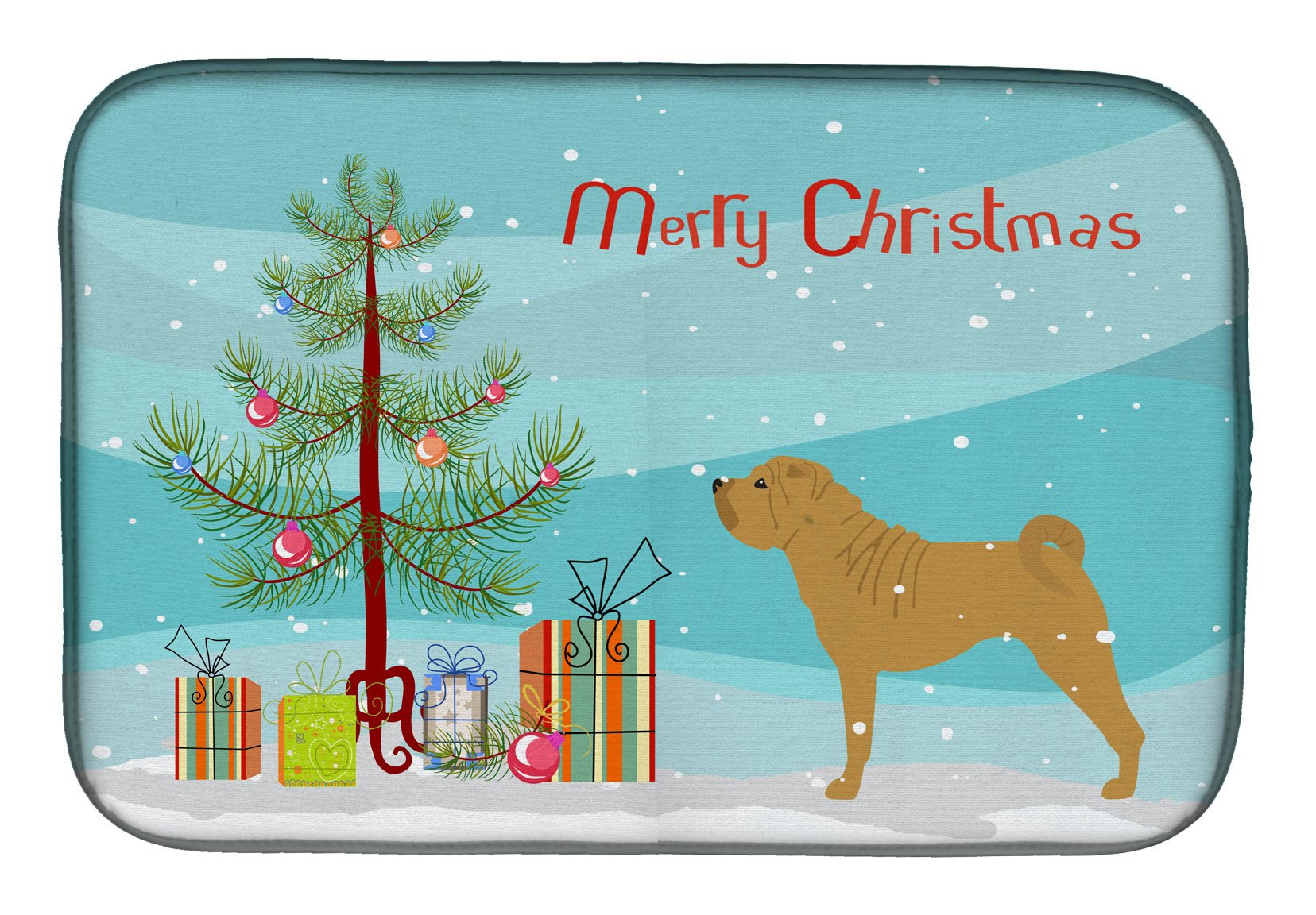 Tapis égouttoir Shar Pei Merry Christmas Tree Caroline's Treasures BB2970DDM multicolor 14x21cm