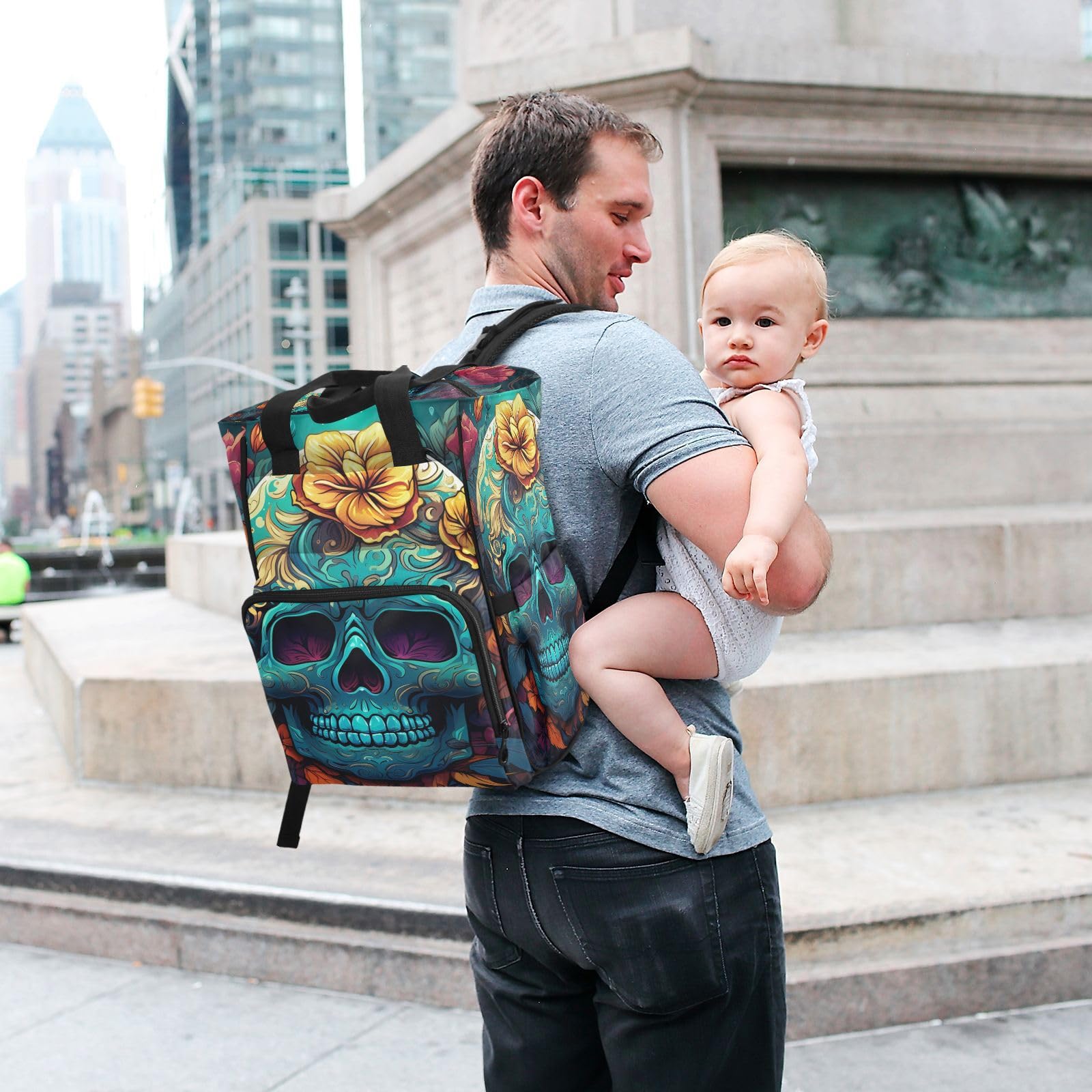 Exuberantes Flores Coloridas Mochilas de Pañales para Gran Capacidad Pañal Bolso Mochila para Viajar al Aire Libre Mamá y Papá