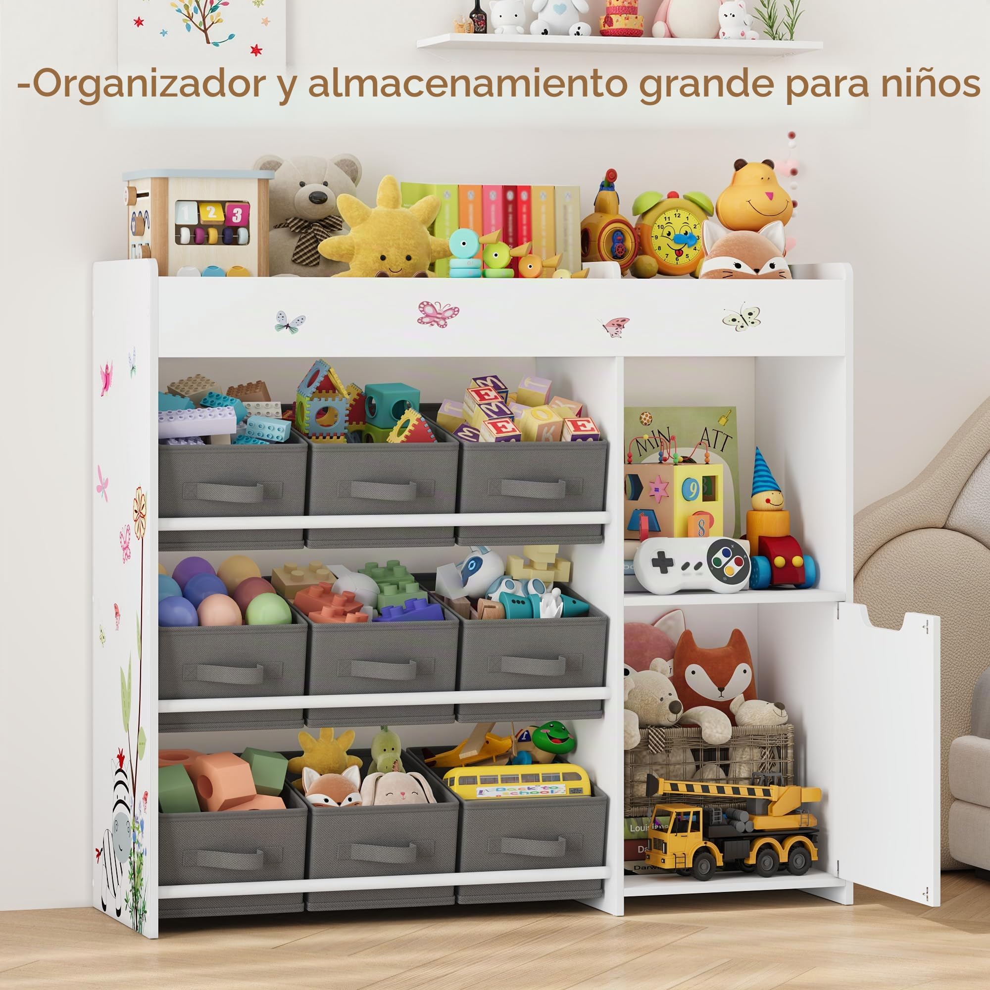 HOCSOK Estantería Infantil con 9 Cajas, estantería para habitación Infantil con estantería, estantería para Juguetes, habitación Infantil, para Dormitorio, guardería, 1 Unidad