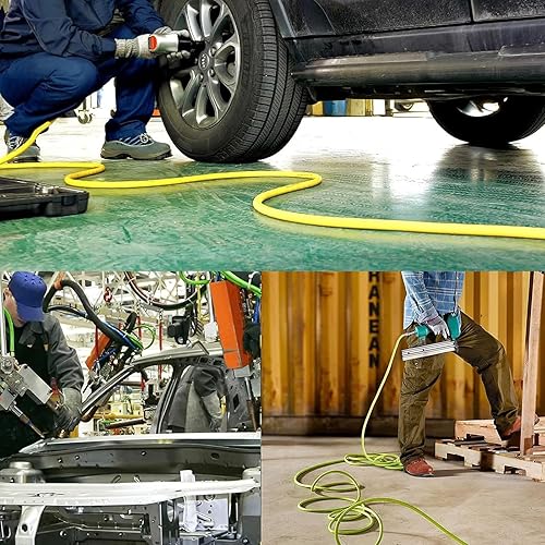 Miniatura 7 de BHTOP Carrete de manguera de aire retráctil de 50 pies con plomo de 5 pies en un diseño patentado máximo de 300 PSI, carrete de manguera híbrido