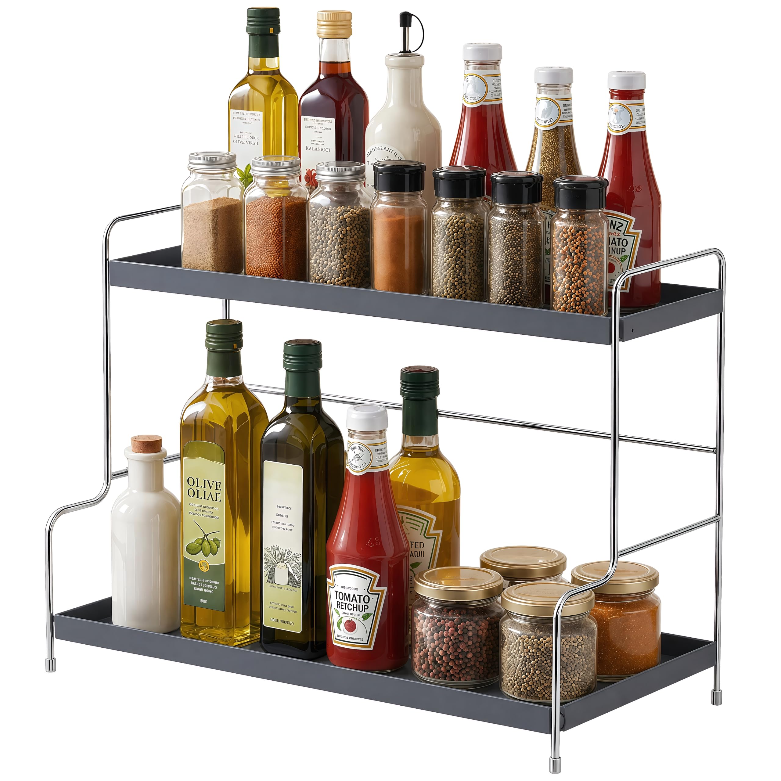 MIUSITE 2-Tier Spice Rack，Gery