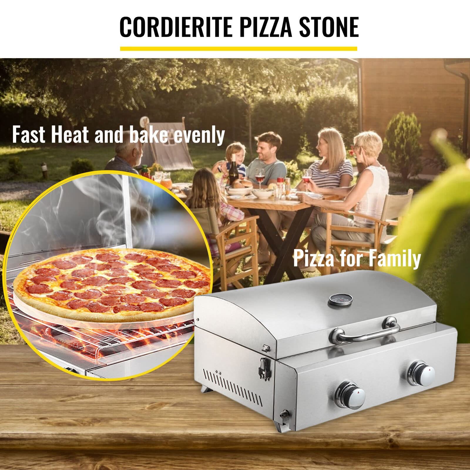 Horno de Pizza Portátil para Exteriores, Incluye Pala para Pizza de Calidad Profesional, Horno de Pellets para Pizza con Piedra para Pizza y Termómetro para Terraza al Aire Libre
