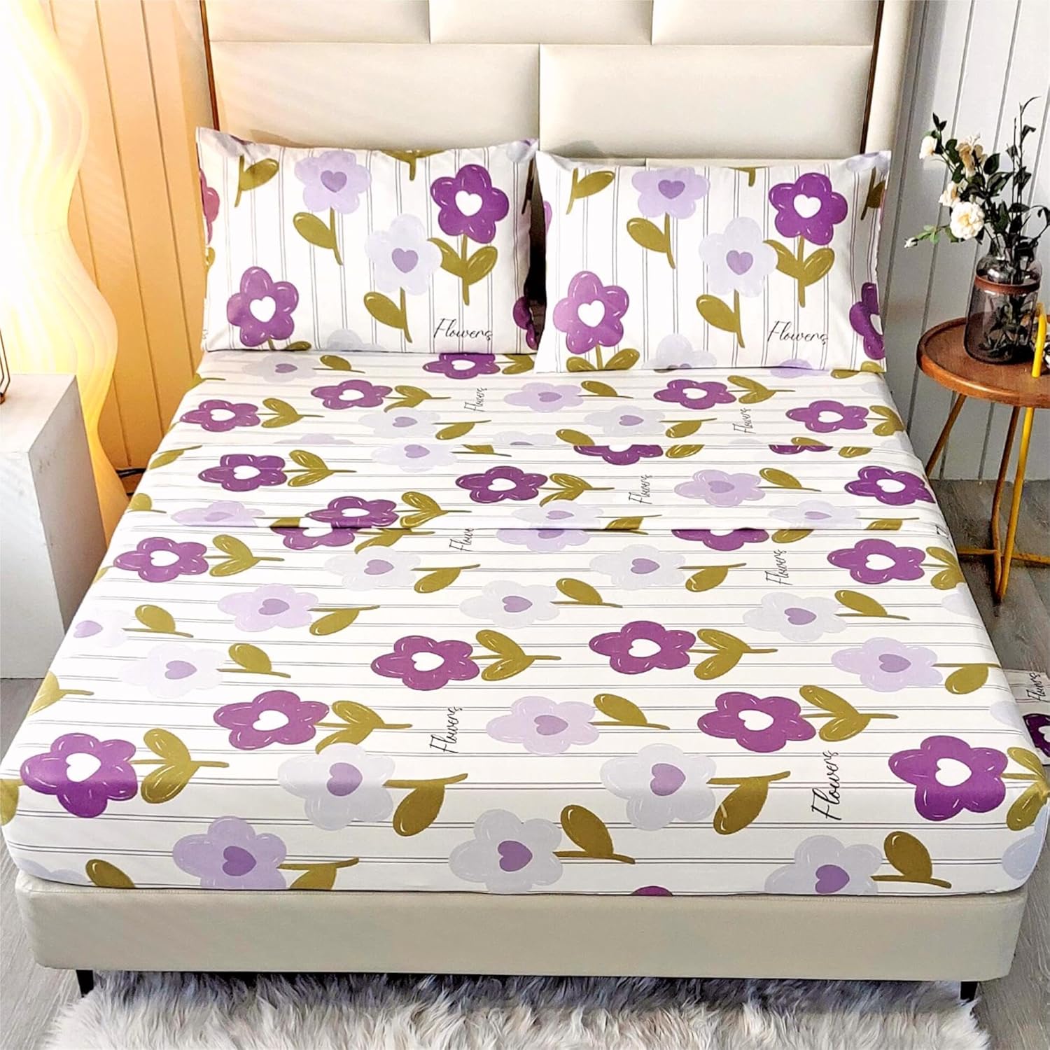 SDIII 4PCS Sugar Skull Queen Sheets Set, Soft Microfiber Gothic Sheets Queen Size Skeleton Printed, Goth Bedding Sheet Set Deep Pocket All Season