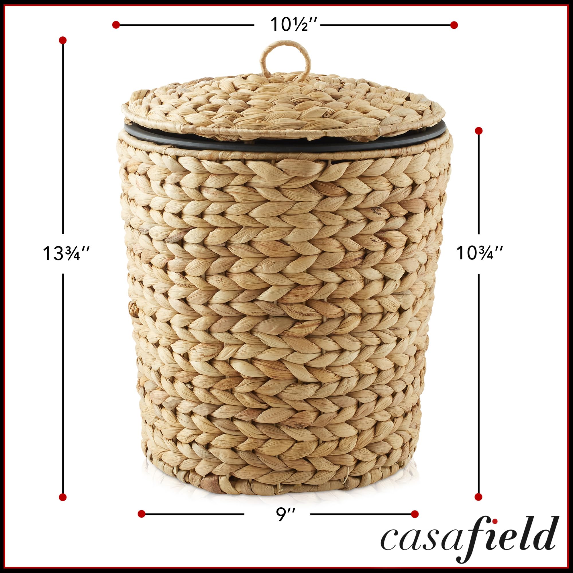 Amazon.com: Casafield Water Hyacinth Trash Can with Lid and Liner