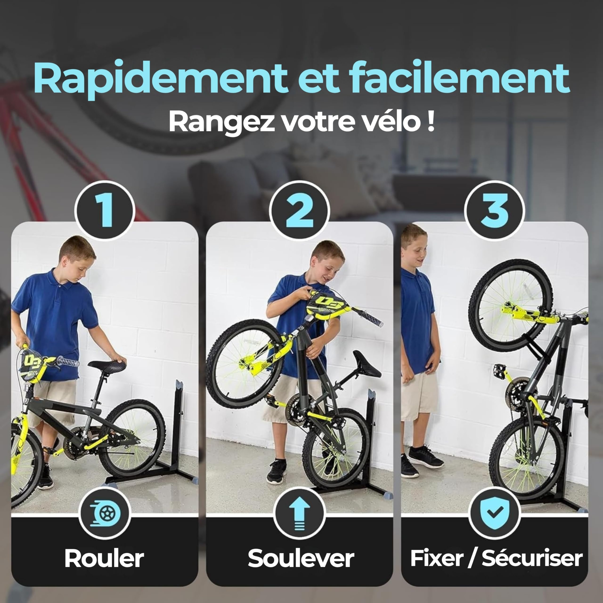 Bike Nook Acier Support de vélo Fixe Portable avec Hauteur réglable Gain de Place pour l’intérieur