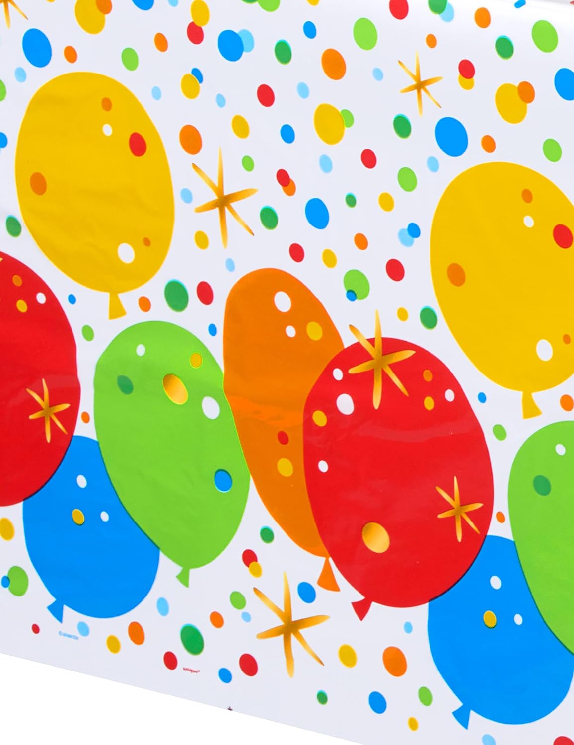 Unique Tableware Glitzy Gold Balloon Rectangular Plastic Table Cover | 54" x 84" | 1 Pc, 84" x 54", Multi Color