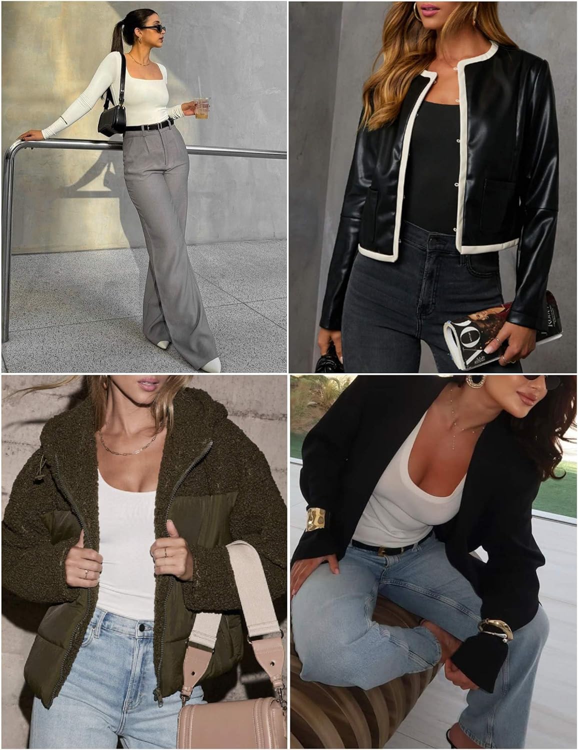 Ekouaer Womens 3 Pack Long Sleeve Shirts Square Neck Basic Tops Fitted Tee Thermal Undershirts XS-XXL