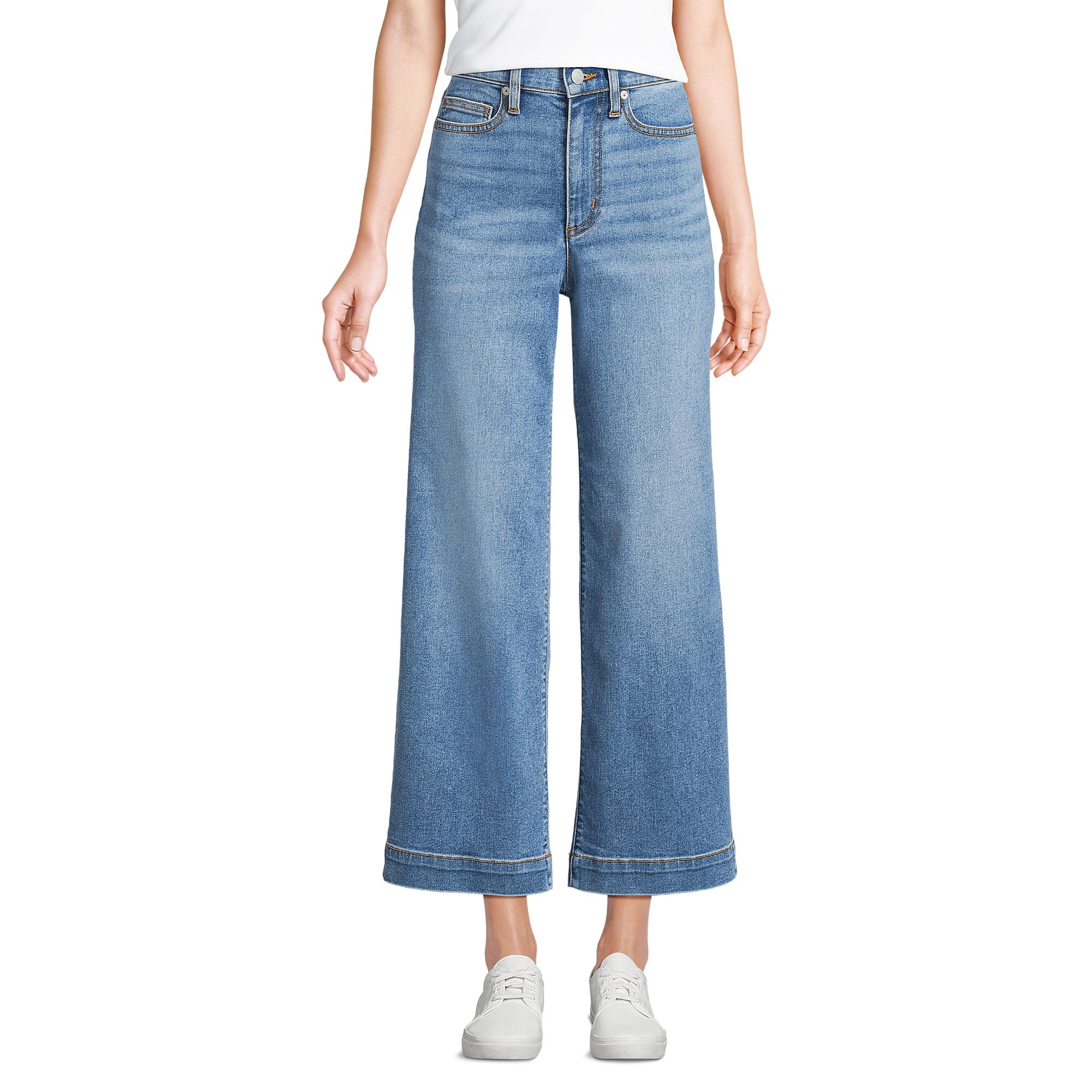 Lands' End Women's Recover Denim High Rise Wide Leg Crop