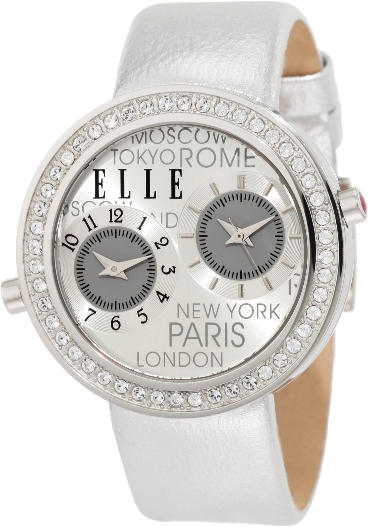 ELLETIME Women's EL20038S03C Dual Time Silver Leather Watch