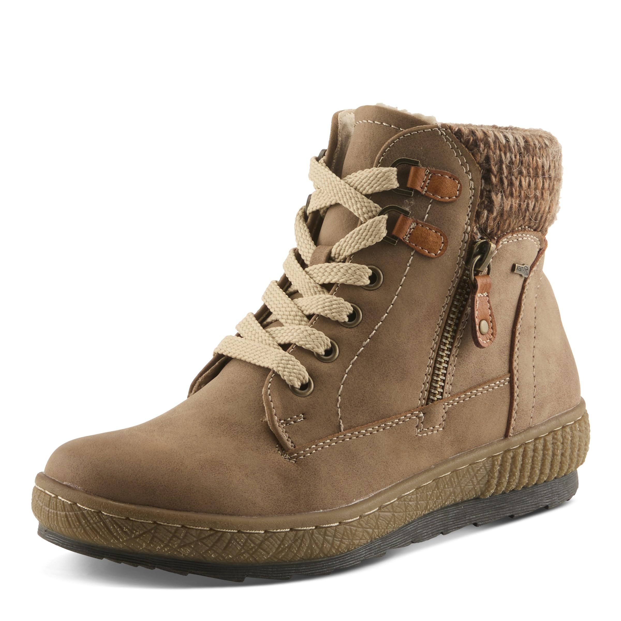 Spring Step Relife Karlene Waterproof Ankle Boots for Women Shoes for Women with Sweater Top Decorative Zipper and