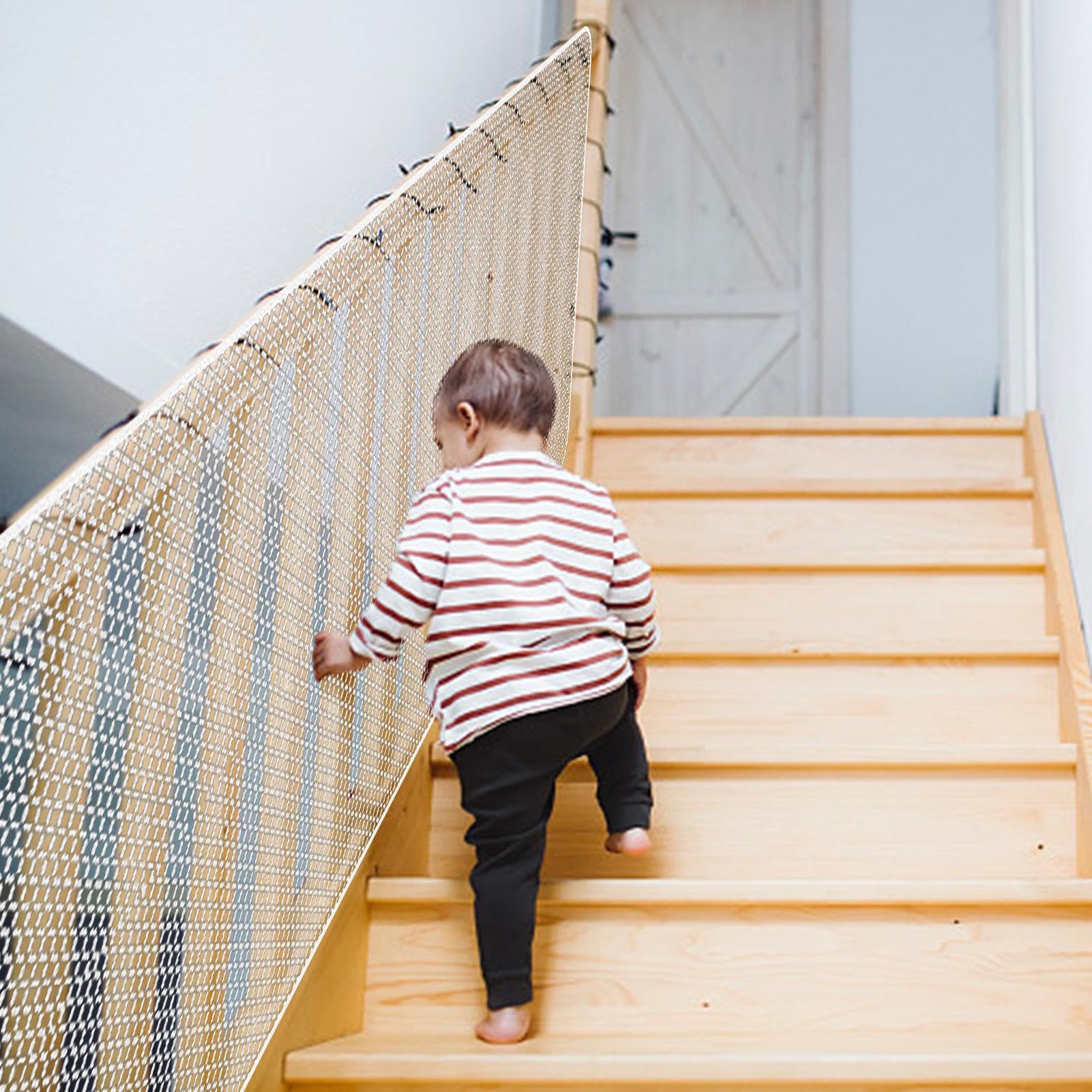 Red de seguridad infantil | Protección portátil para escaleras y balcones | Barrera segura para niños para escaleras, balcones y barandillas | Solución esencial de seguridad infantil