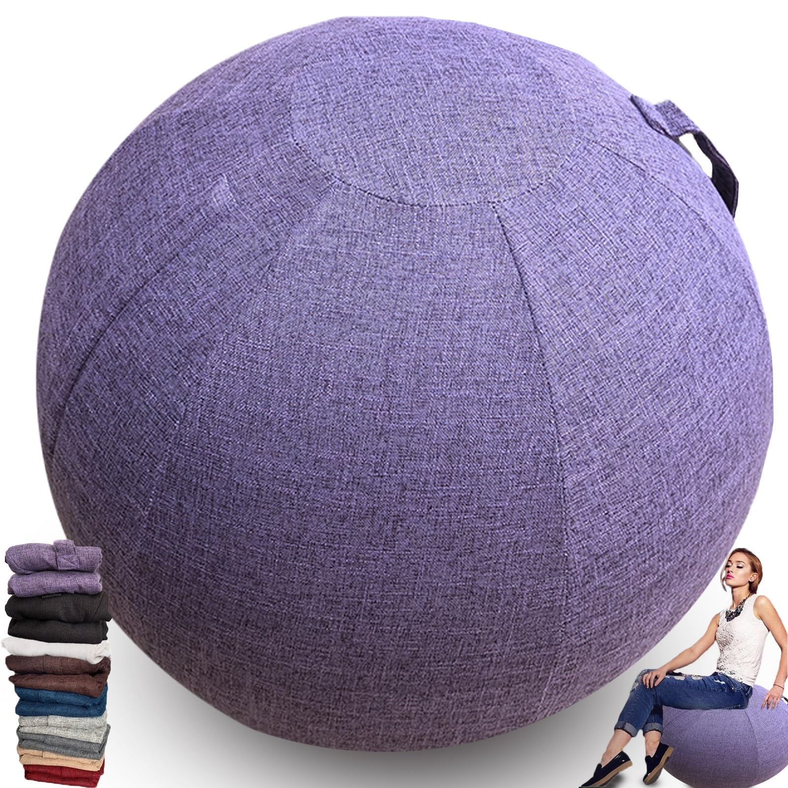 WTZHHK 9 colors Exercise Ball/Yoga Ball Cover 55/65/75cm Birthing Ball Pregnancy Pilates Balance Chair Anti Burst Ball Covers Storage Bag Accessories(excluding ball)(Purple,65CM) — image 1
