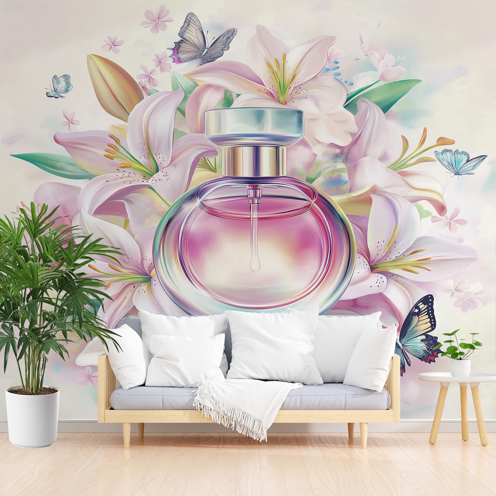 Papier peint panoramique papillon parfumé violet 350x256 cm pour décoration de salon