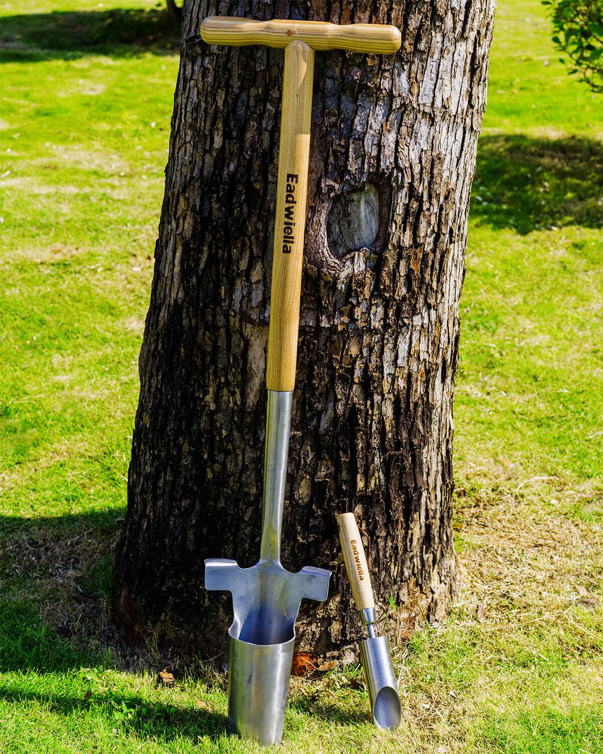 Herramienta para plantar bulbos de mango largo Transplantador de bulbos Herramienta de tapón de césped Herramienta de plantación de plántulas de flores con marcador de profundidad y dientes