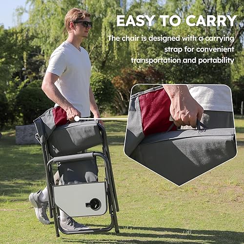 Miniatura 9 de Directors - Juego de 2 sillas de campamento de gran tamaño, soporta 600 libras, sillas plegables resistentes para exteriores con bolsillo lateral