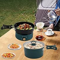 Vista 3 de Portable Electric Hot Pot 2-in-1 Non-Stick Hot Pot & Grill, 8-Temp Control, 304 Stainless Steel, Split Design for CampingDormCooking, 110V, Green
